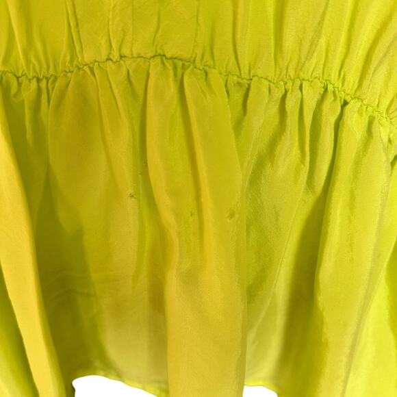 Trina Turk Chartreuse Peplum Top MEDIUM Gathered Grecian Vacation Designer $228 - Picture 9 of 9
